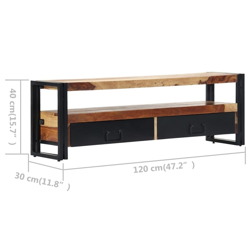 vidaXL Solid Wood TV Cabinet with Storage in Brown