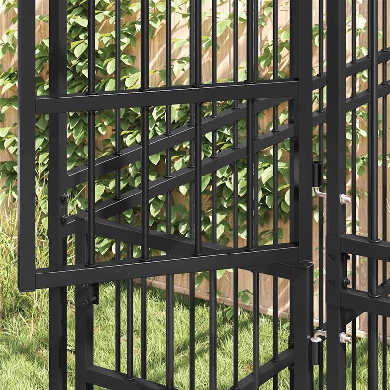 vidaXL Powder-Coated Steel Dog Kennel in Black