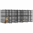 vidaXL Powder-Coated Steel Dog Kennel in Black