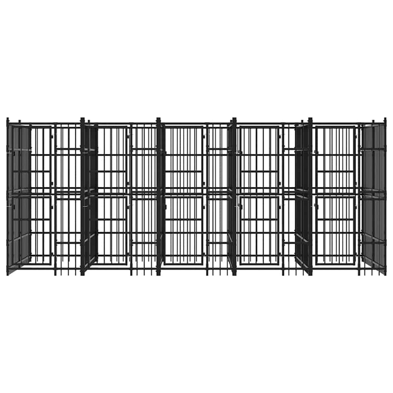 vidaXL Powder-Coated Steel Dog Kennel in Black
