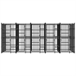 vidaXL Powder-Coated Steel Dog Kennel in Black