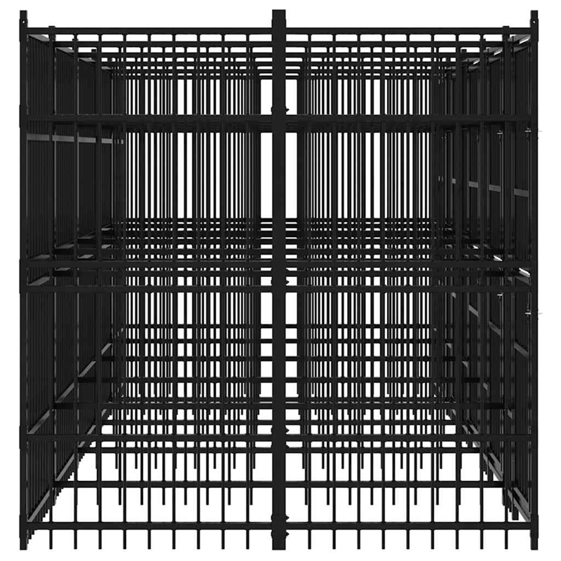 vidaXL Powder-Coated Steel Dog Kennel in Black