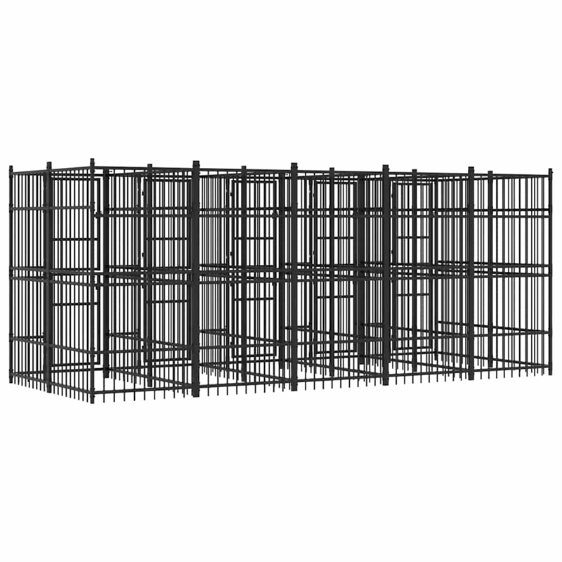 vidaXL Powder-Coated Steel Dog Kennel in Black