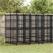 vidaXL Powder-Coated Steel Dog Kennel in Black
