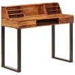 vidaXL Solid Acacia Wood and Powder Coated Steel Desk in Natural/Brown