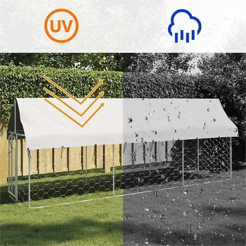 vidaXL Large Galvanized Steel and Polyethylene Dog Kennel in Silver