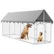 vidaXL Large Galvanized Steel and Polyethylene Dog Kennel in Silver