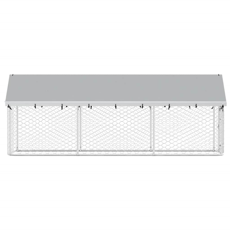 vidaXL Large Galvanized Steel and Polyethylene Dog Kennel in Silver