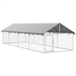 vidaXL Large Galvanized Steel and Polyethylene Dog Kennel in Silver