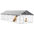 vidaXL Large Galvanized Steel and Polyethylene Dog Kennel in Silver