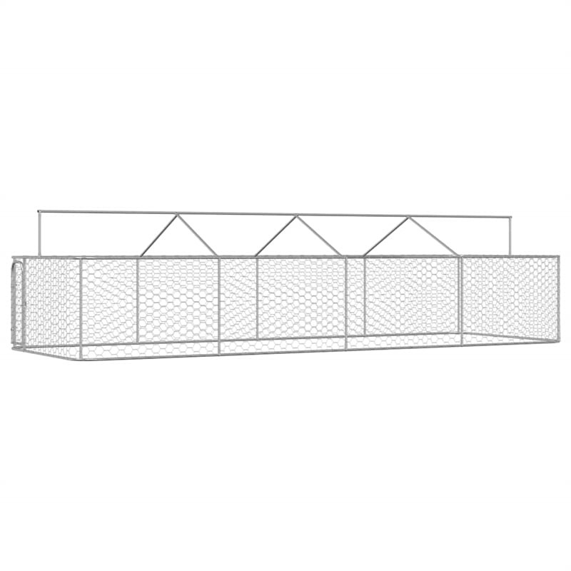 vidaXL Large Galvanized Steel and Polyethylene Dog Kennel in Silver
