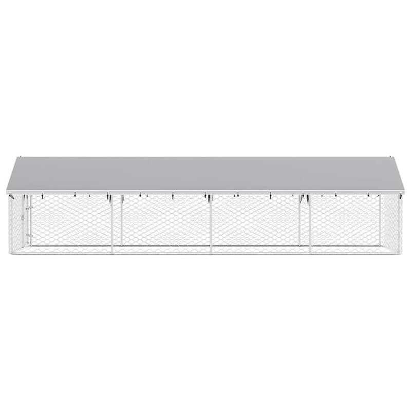 vidaXL Large Galvanized Steel and Polyethylene Dog Kennel in Silver