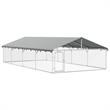 vidaXL Large Galvanized Steel and Polyethylene Dog Kennel in Silver
