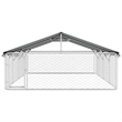 vidaXL Large Galvanized Steel and Polyethylene Dog Kennel in Silver