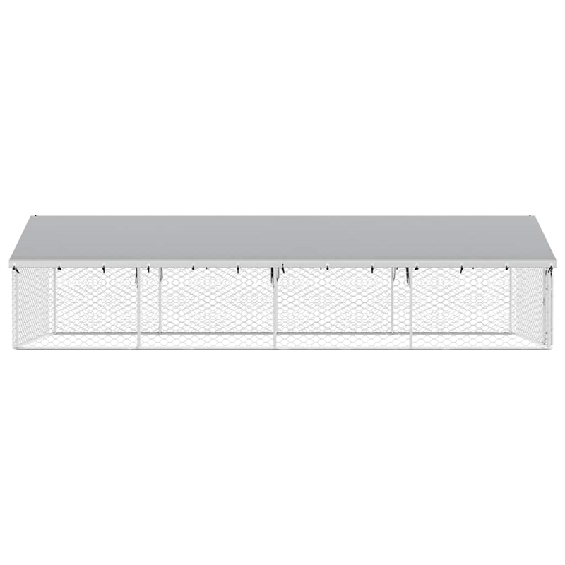 vidaXL Large Galvanized Steel and Polyethylene Dog Kennel in Silver