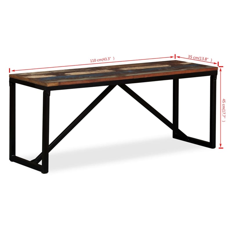 vidaXL Solid Reclaimed Wood Bench in Multi-Color