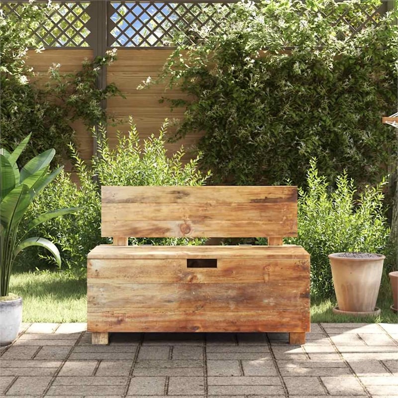 vidaXL Solid Mahogany Wood Bench in Warn Brown