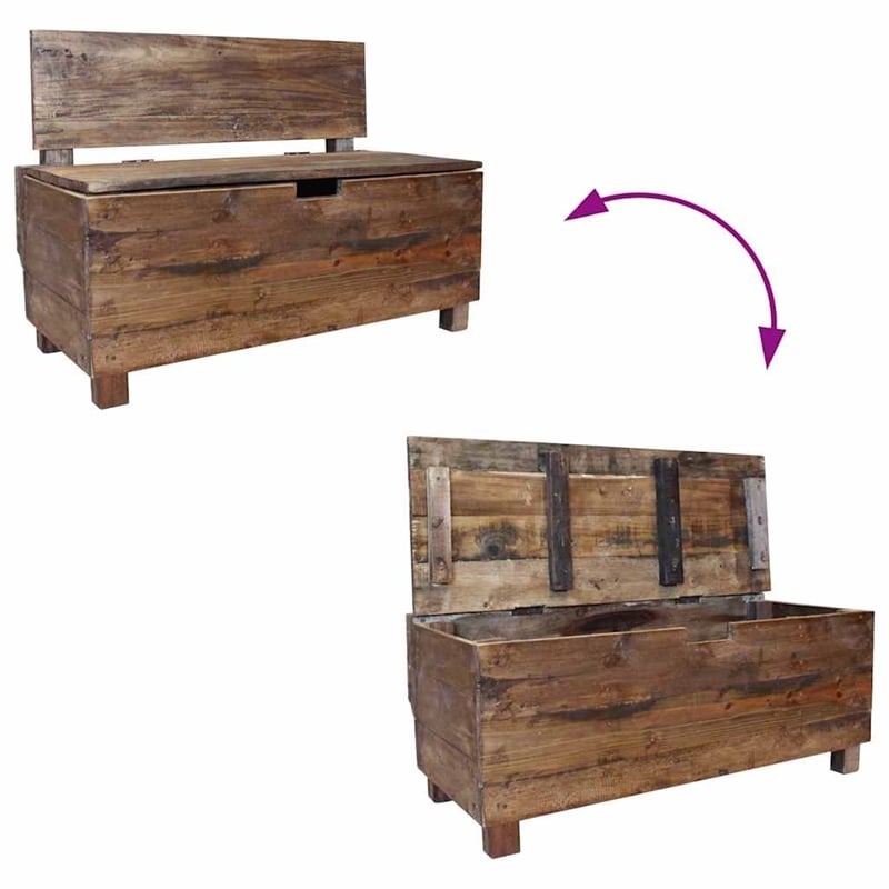 vidaXL Solid Mahogany Wood Bench in Warn Brown