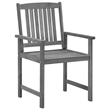 vidaXL Solid Acacia Wood Standard Durable Patio Chair in Gray (Set of 4)