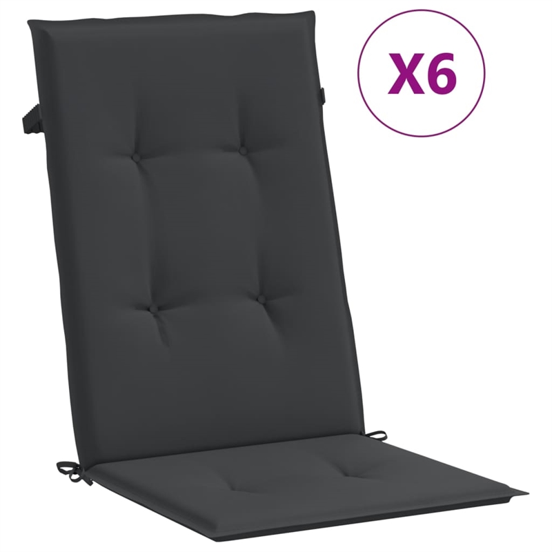 vidaXL Highback Chair Cushion in Black (Set of 6)