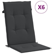 vidaXL Highback Chair Cushion in Black (Set of 6)