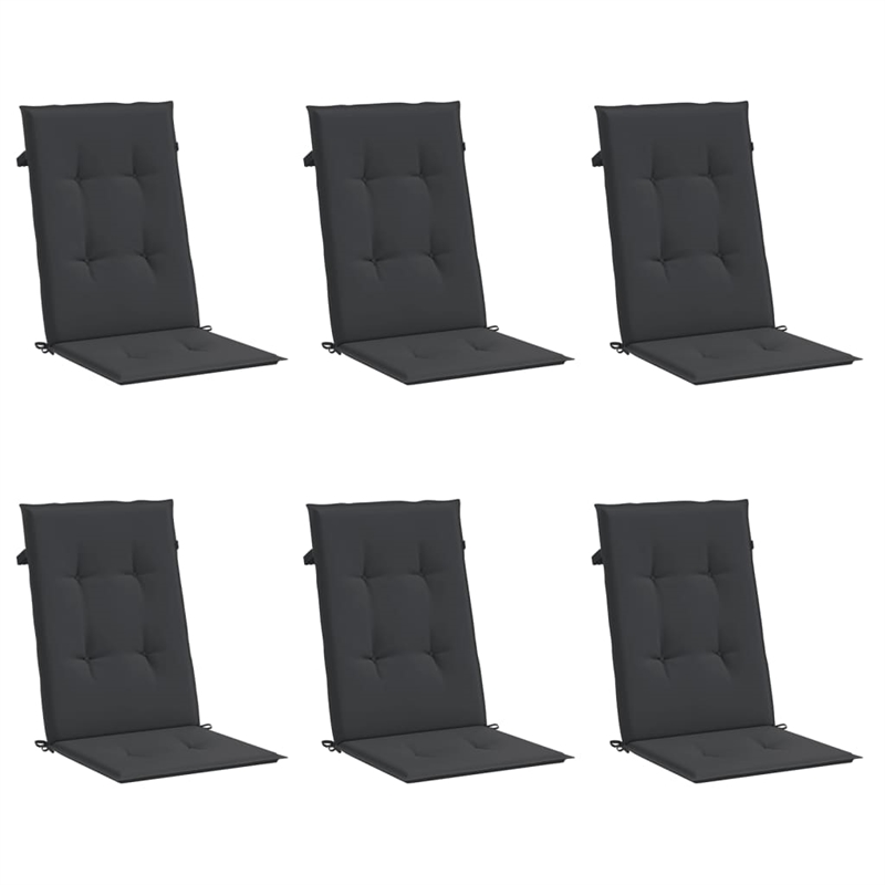 vidaXL Highback Chair Cushion in Black (Set of 6)