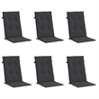 vidaXL Highback Chair Cushion in Black (Set of 6)