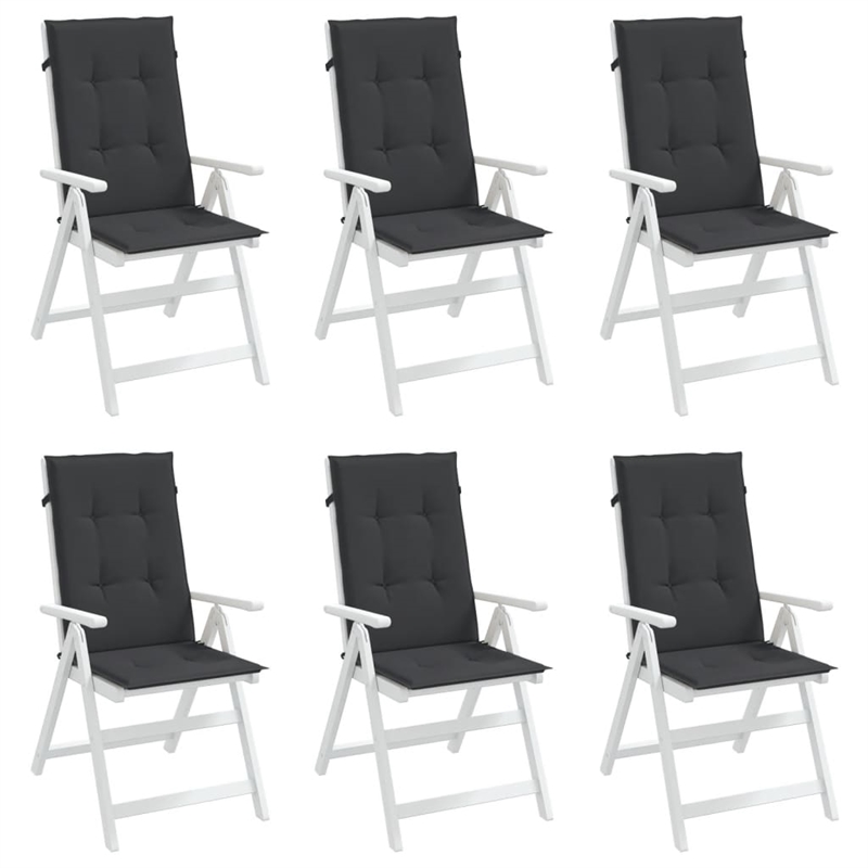 vidaXL Highback Chair Cushion in Black (Set of 6)