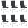 vidaXL Highback Chair Cushion in Black (Set of 6)