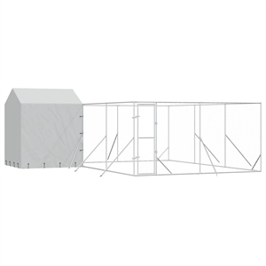 vidaXL Galvanized steel Outdoor Dog Kennel in Silver