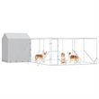 vidaXL Galvanized steel Outdoor Dog Kennel in Silver