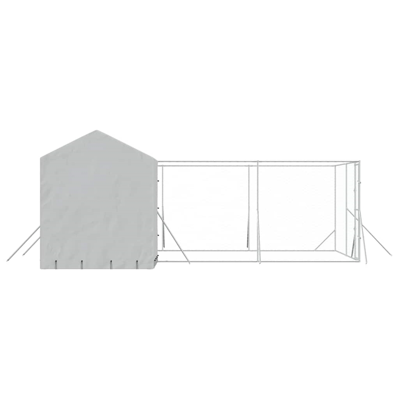 vidaXL Galvanized steel Outdoor Dog Kennel in Silver
