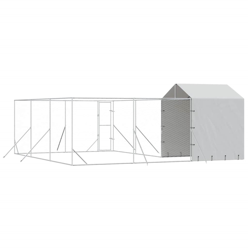 vidaXL Galvanized steel Outdoor Dog Kennel in Silver