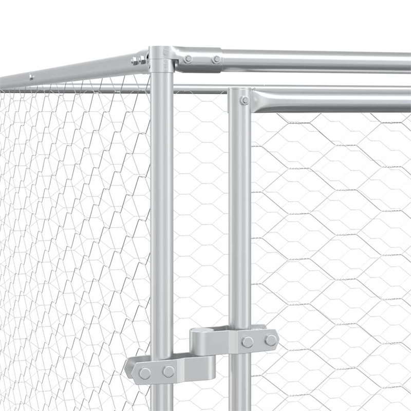 vidaXL Galvanized steel Outdoor Dog Kennel in Silver