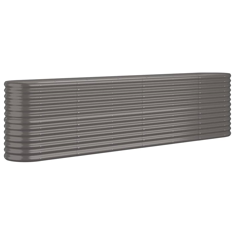 vidaXL Large Powder-Coated Steel Raised Garden Bed in Gray