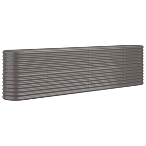 vidaXL Large Powder-Coated Steel Raised Garden Bed in Gray
