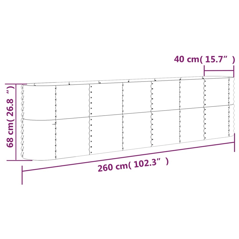 vidaXL Large Powder-Coated Steel Raised Garden Bed in Gray