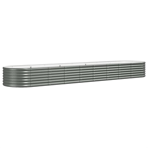 vidaXL Large Powder-Coated Steel Raised Garden Bed in Gray