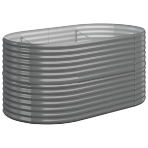 vidaXL Large Powder-Coated Steel Raised Garden Bed in Gray