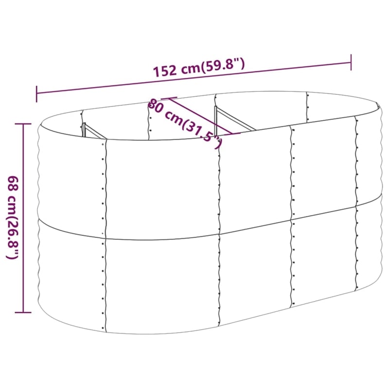 vidaXL Large Powder-Coated Steel Raised Garden Bed in Gray