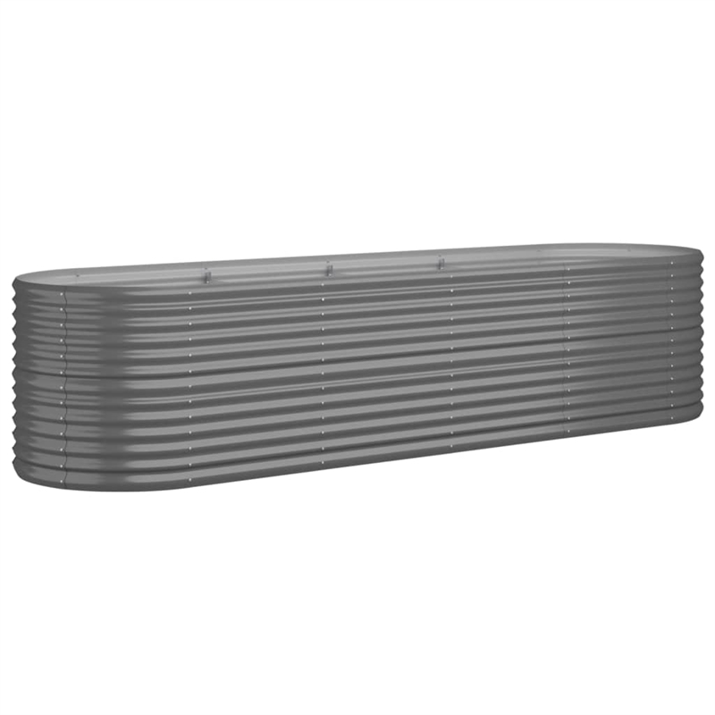 vidaXL Large Powder-Coated Steel Raised Garden Bed in Gray