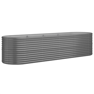 vidaXL Large Powder-Coated Steel Raised Garden Bed in Gray