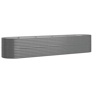 vidaXL Large Powder-Coated Steel Raised Garden Bed in Gray