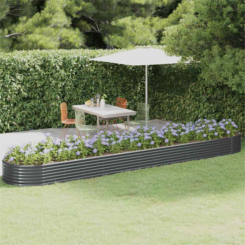vidaXL Large Powder-Coated Steel Raised Garden Bed in Anthracite