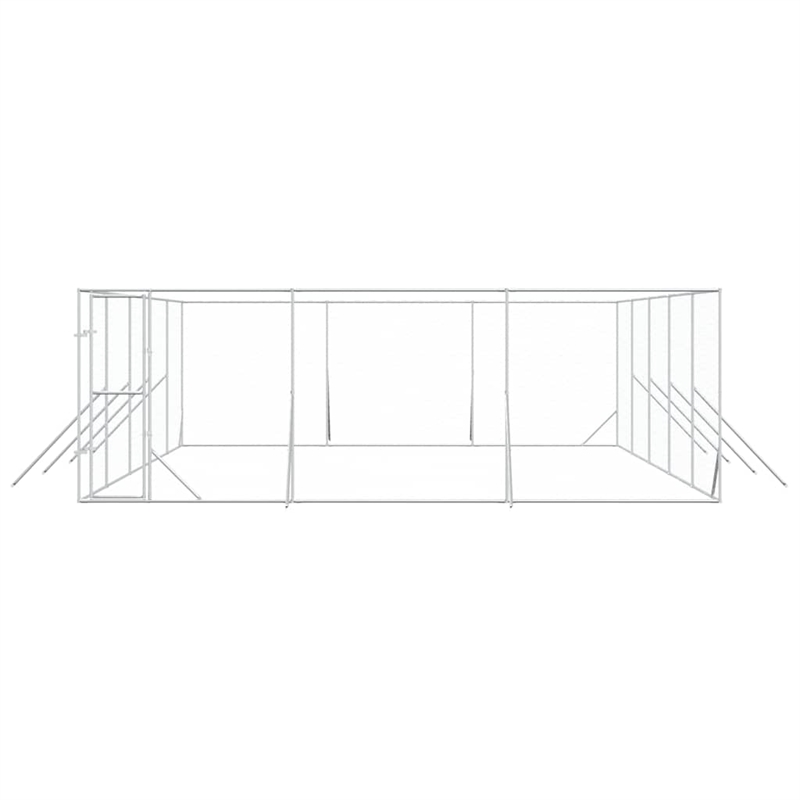vidaXL Heavy Duty Galvanized Steel Outdoor Dog Kennel in Silver