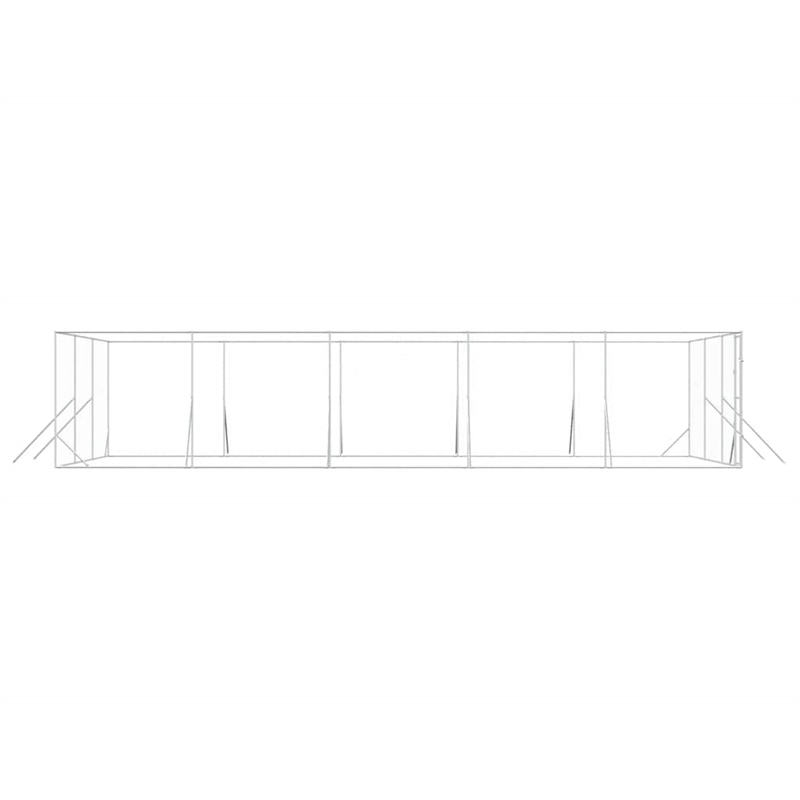 vidaXL Heavy Duty Galvanized Steel Outdoor Dog Kennel in Silver