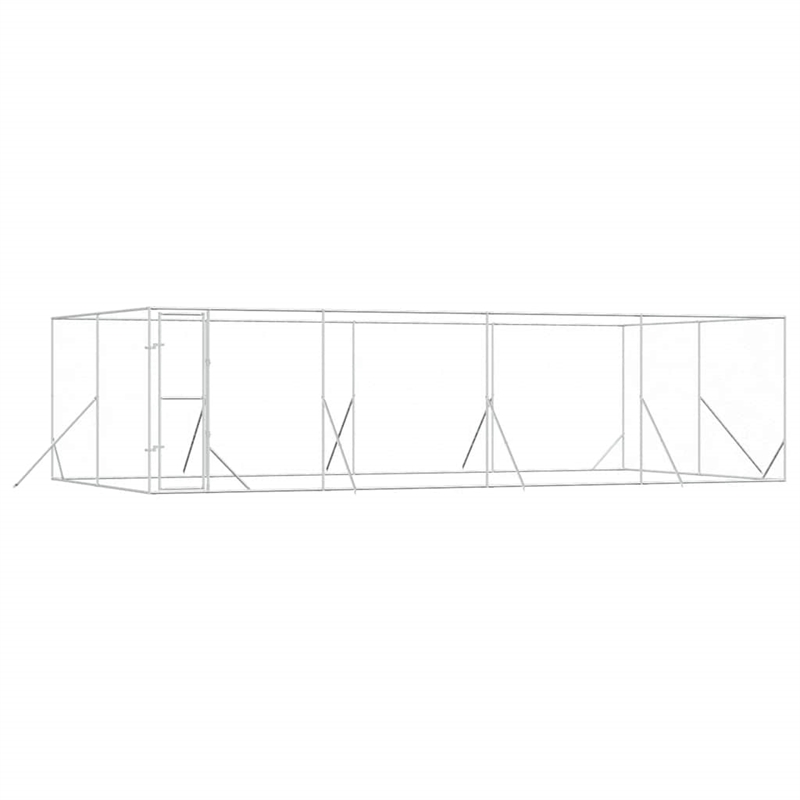 vidaXL Galvanized steel Outdoor Dog Kennel in Silver