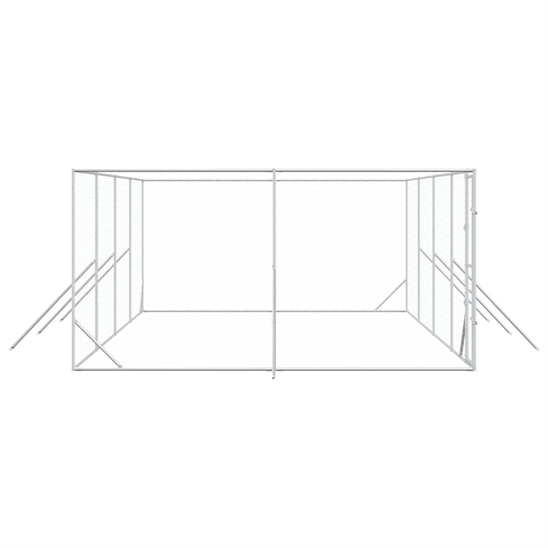 vidaXL Galvanized steel Outdoor Dog Kennel in Silver