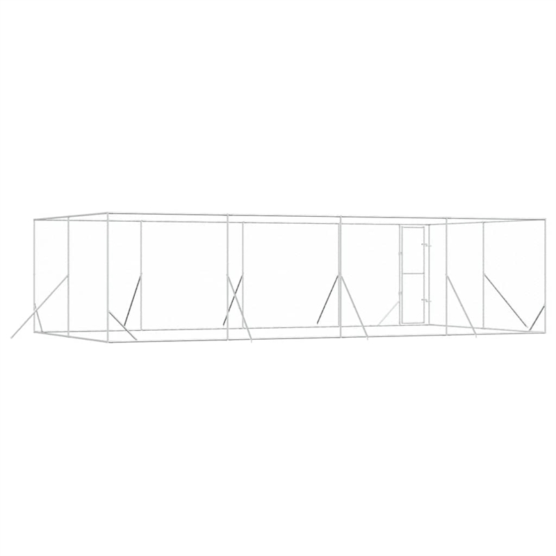 vidaXL Galvanized steel Outdoor Dog Kennel in Silver
