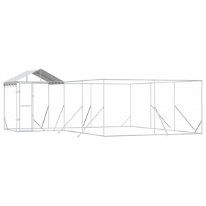 vidaXL Galvanized steel Outdoor Dog Kennel in Silver